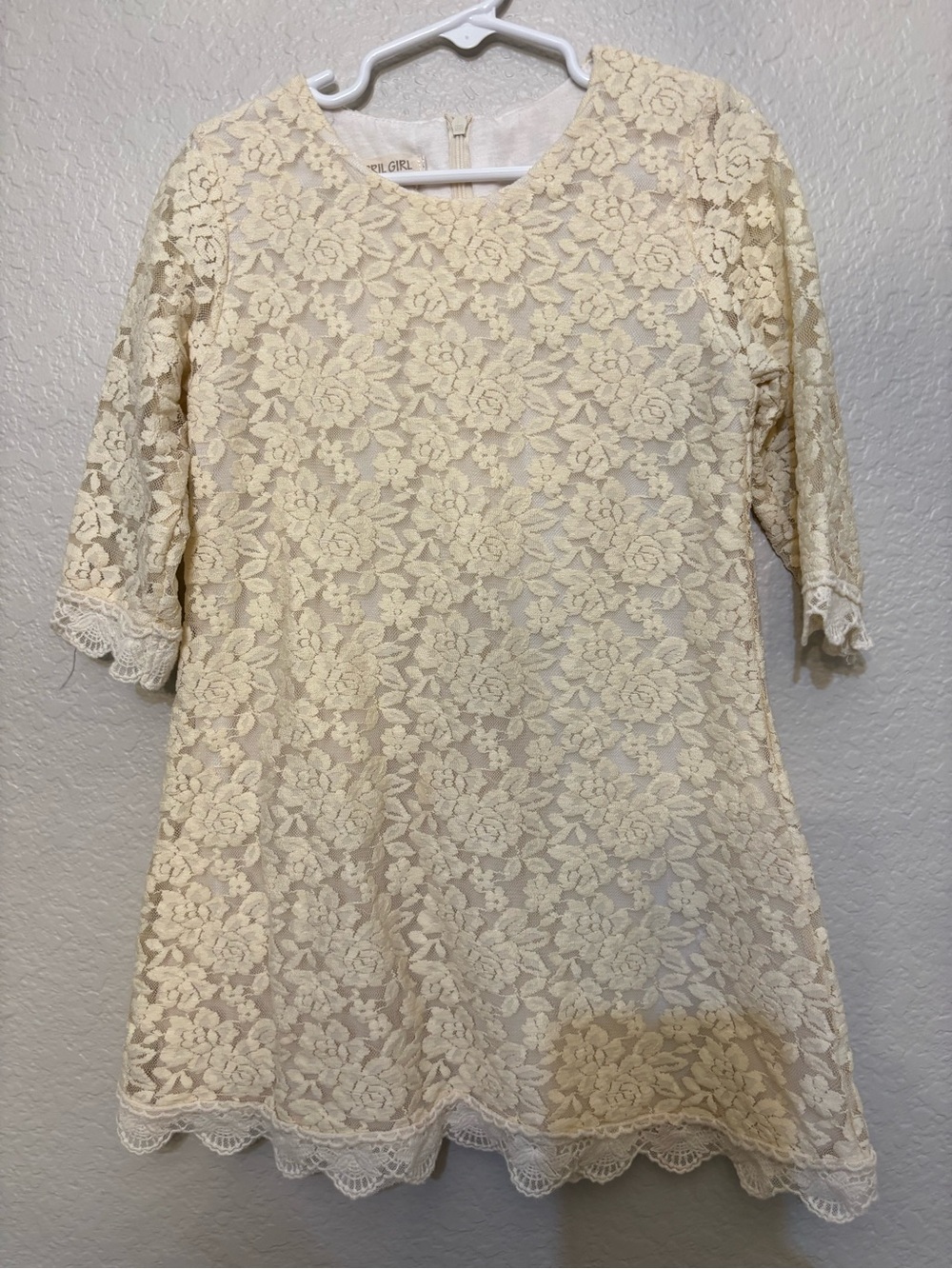 April Girl  size 2-3 Lace Shift Dress in Cream